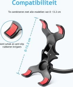 ROYAL SPACIUS® Flexibele Telefoonhouder Met Arm En Klem - Telefoonstandaard Voor Bureau - Krachtige Klemmen - Zwart -Extreem Snel Rijden 1005x1200 3