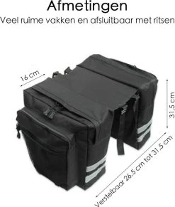 Merkloos Fietstas Zwart - 2 Opbergzakken - Veel Opbergruimte - Dubbele Zakken - Eenvoudige Installatie - Met Rits Om Volledig Af Te Sluiten - Fietstassen Dubbel - -Extreem Snel Rijden 1017x1200 3