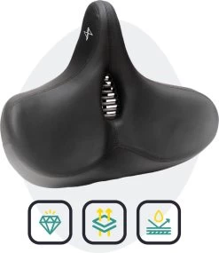 Voltano City XXXL Fietszadel Met Uitsparing – Unisex Extra Breed Fietszadel – Tegen Zadelpijn – 100% Waterdicht – Incl. Gratis Zadelstrop - Zwart -Extreem Snel Rijden 1039x1200 1