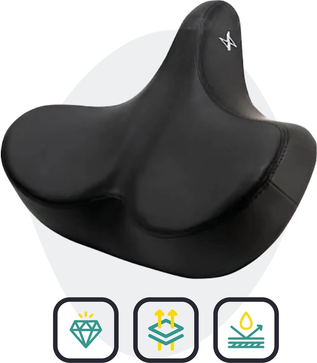 Voltano City XXXL Fietszadel – Unisex Extra Breed Fietszadel – Tegen Zadelpijn – 100% Waterdicht – Incl. Gratis Zadelstrop - Zwart 5 Voltano City XXXL Fietszadel – Unisex Extra Breed Fietszadel – Tegen Zadelpijn – 100% Waterdicht – Incl. Gratis Zadelstrop - Zwart - Afbeelding 3