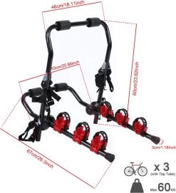 Samger Fietsendrager - 3 Fietsen, Ook Elektrisch, Zonder Trekhaak - Draagkracht 60kg - Ideaal Voor Achterklep Auto! -Extreem Snel Rijden 1094x1200 3