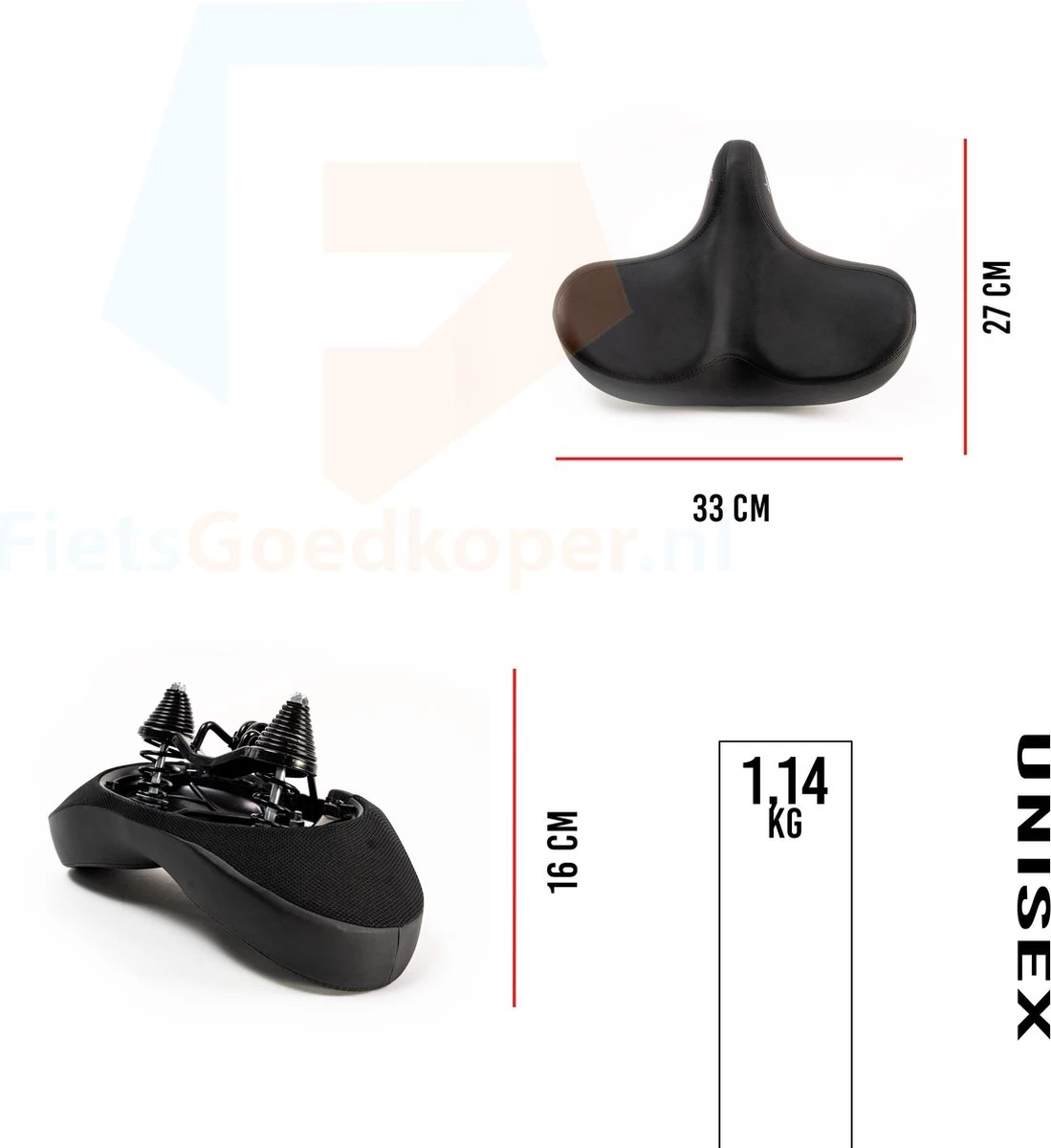 Voltano City XXXL Fietszadel – Unisex Extra Breed Fietszadel – Tegen Zadelpijn – 100% Waterdicht – Incl. Gratis Zadelstrop - Zwart 6 Voltano City XXXL Fietszadel – Unisex Extra Breed Fietszadel – Tegen Zadelpijn – 100% Waterdicht – Incl. Gratis Zadelstrop - Zwart - Afbeelding 4