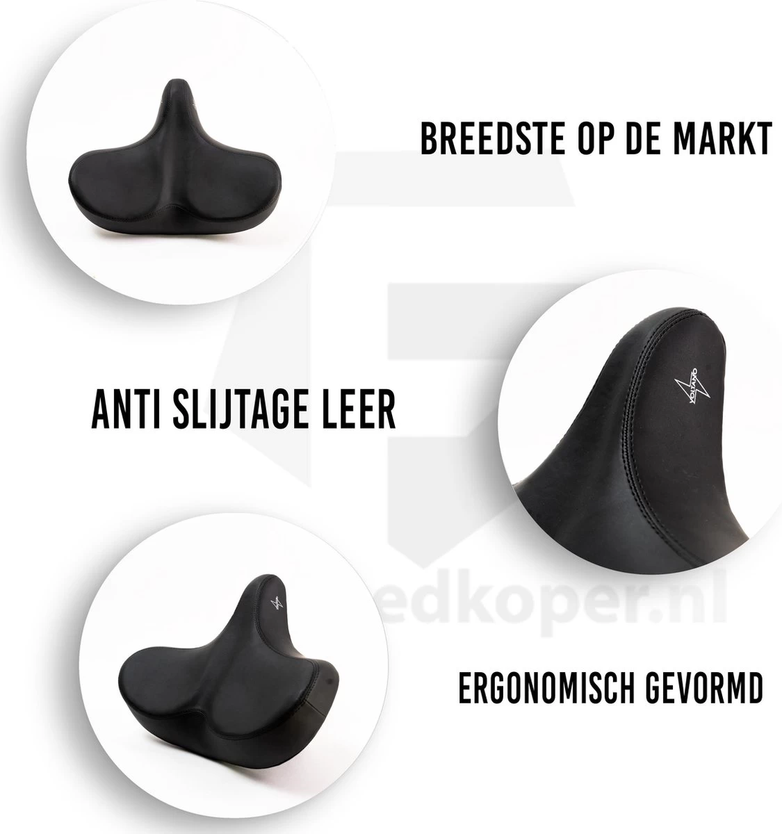 Voltano City XXXL Fietszadel – Unisex Extra Breed Fietszadel – Tegen Zadelpijn – 100% Waterdicht – Incl. Gratis Zadelstrop - Zwart 4 Voltano City XXXL Fietszadel – Unisex Extra Breed Fietszadel – Tegen Zadelpijn – 100% Waterdicht – Incl. Gratis Zadelstrop - Zwart - Afbeelding 2