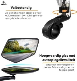 BikePro Verstelbare Fietsspiegel Set Incl. Reflectoren - Links & Rechts - Achteruitkijkspiegel Fiets - Geschikt Voor E Bike, Fiets, Motor, Step -Extreem Snel Rijden 1138x1200 2