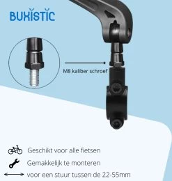 Merkloos Fietsspiegel - Set Van 2 - Links En Rechts - E Bike - Speed Pedelec - 360° Verstelbaar - Zwart - Achteruitkijkspiegel -Extreem Snel Rijden 1140x1200 2