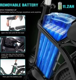 HITWAY Elektrische Fiets | 20" Opvouwbare Volwassen Vette Fiets | Batterij 36V/11,2Ah,Motor 250W, Max Bereik 35-90km | E Bike City -Extreem Snel Rijden 1149x1200 2