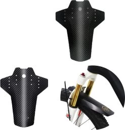 Set Van 2 - Universeel Spatborden - Inclusief Bevestiging Materiaal - Tie Wraps - Mountainbike Spatbord -Verstelbare Voor + Achter MTB Spatbord Set - Compatibel Met 20 "/24"/26 "/27.5"/29" Fiets - MBT Spatborden - 3D Carbon Patroon - Zwart -Extreem Snel Rijden 1152x1200 3