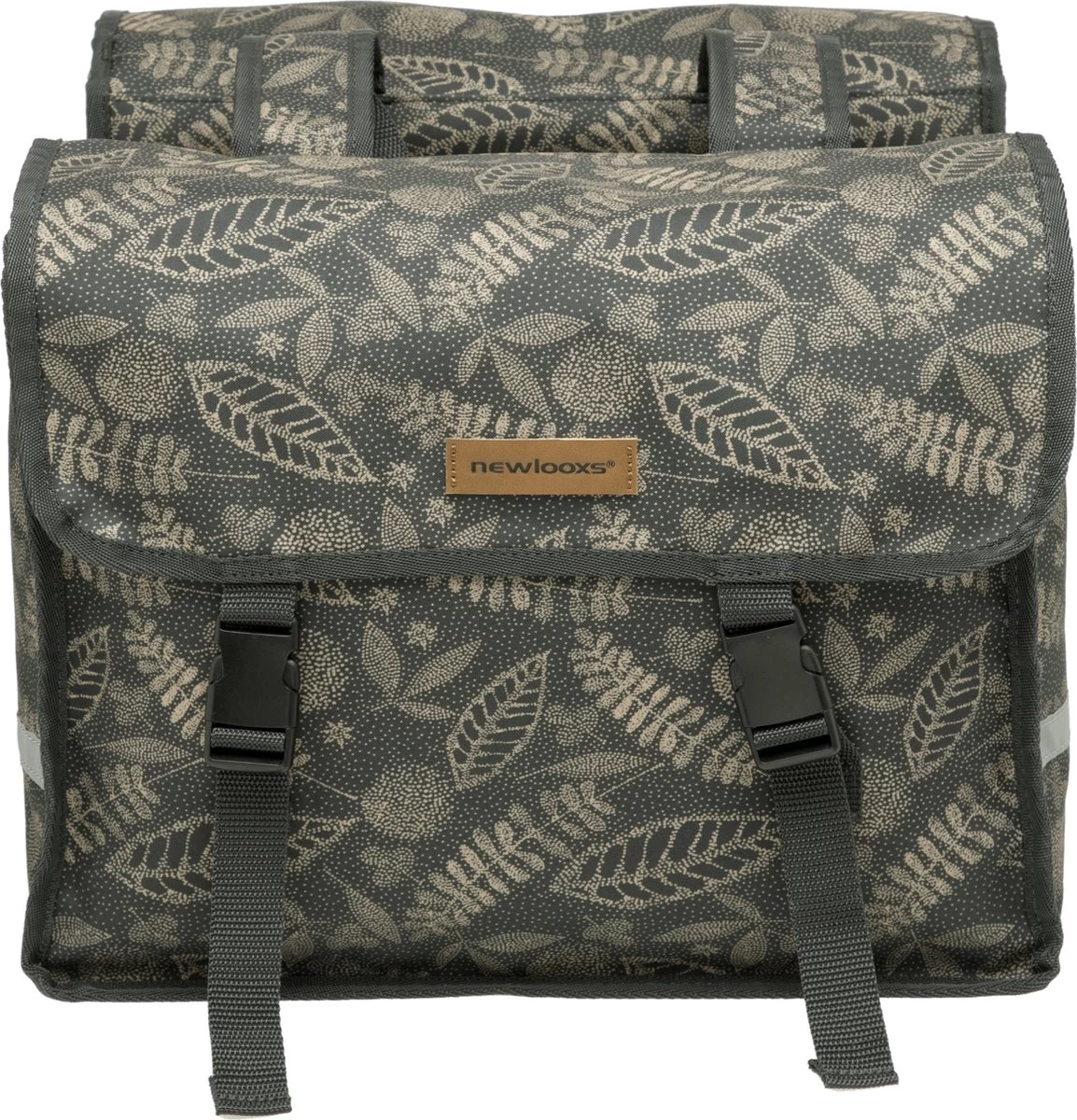 New Looxs Fiori Double Forest Dubbele Fietstas - 30 Liter - Antraciet 4 New Looxs Fiori Double Forest Dubbele Fietstas - 30 Liter - Antraciet - Afbeelding 2