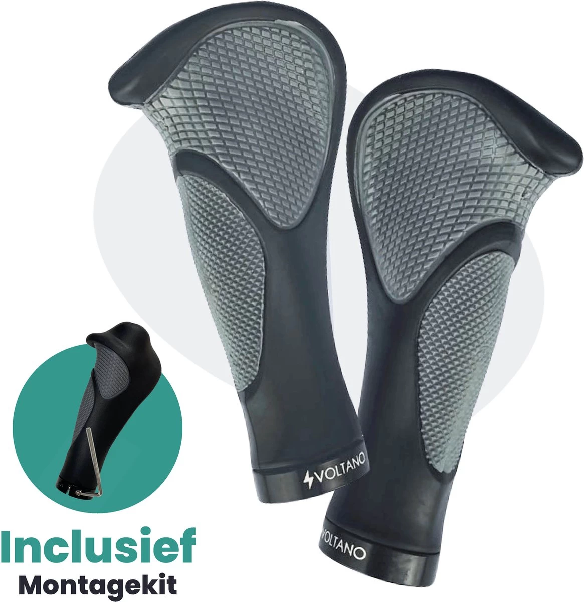Voltano Ergonomisch Gevormde Fiets Handvatten - Handvat Eenvoudig En Stevig Vastzetten Met Imbus - Inclusief Bevestigingsmateriaal - Anti Plak Coating - Verhoogde Grip Fietshandvatten 4 Voltano Ergonomisch Gevormde Fiets Handvatten - Handvat Eenvoudig En Stevig Vastzetten Met Imbus - Inclusief Bevestigingsmateriaal - Anti Plak Coating - Verhoogde Grip Fietshandvatten - Afbeelding 2