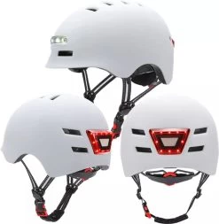 Fietshelm-Met Voor- En Achterlicht-Skatehelm -Maat-M-54 Tot 57cm-Helm Wit - LED Verlichting -Extreem Snel Rijden 1171x1200 8