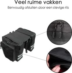 Merkloos Fietstas Zwart - 2 Opbergzakken - Veel Opbergruimte - Dubbele Zakken - Eenvoudige Installatie - Met Rits Om Volledig Af Te Sluiten - Fietstassen Dubbel - -Extreem Snel Rijden 1182x1200 6