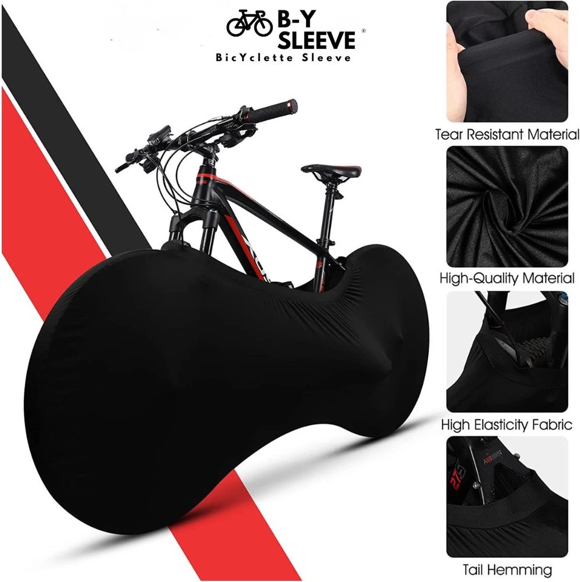 B-Y Sleeve Fietshoes T/m 29" - Fiets Beschermhoes - Racefiets Hoes - MTB - Bike Cover - Model: Black 6 B-Y Sleeve Fietshoes T/m 29" - Fiets Beschermhoes - Racefiets Hoes - MTB - Bike Cover - Model: Black - Afbeelding 4