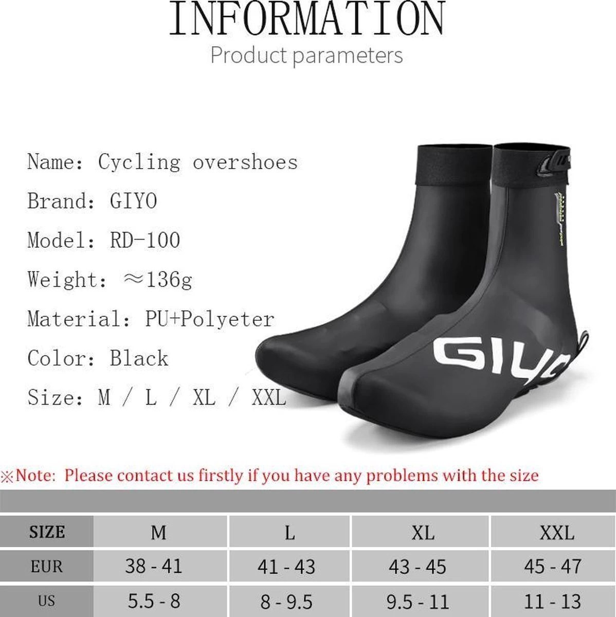 Giyo Overschoenen - Maat 41-43 (L) - 1 Paar - Mountainbike - Wielrennen - Zwart - Wind En Waterdicht - Waterproof - Regen - Vorst 13 Giyo Overschoenen - Maat 41-43 (L) - 1 Paar - Mountainbike - Wielrennen - Zwart - Wind En Waterdicht - Waterproof - Regen - Vorst - Afbeelding 11