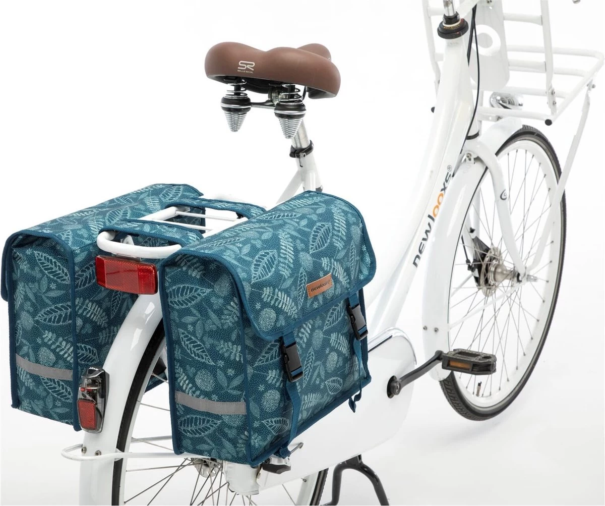 New Looxs Fiori Double Forest Dubbele Fietstas - 30 Liter - Blauw 8 New Looxs Fiori Double Forest Dubbele Fietstas - 30 Liter - Blauw - Afbeelding 6