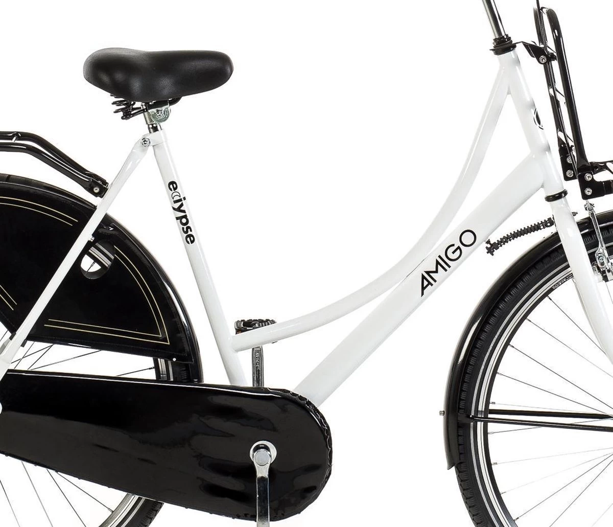 Amigo Eclypse Transportfiets 28 Inch - Omafiets Met Voordrager - Wit/Zwart 6 Amigo Eclypse Transportfiets 28 Inch - Omafiets Met Voordrager - Wit/Zwart - Afbeelding 4