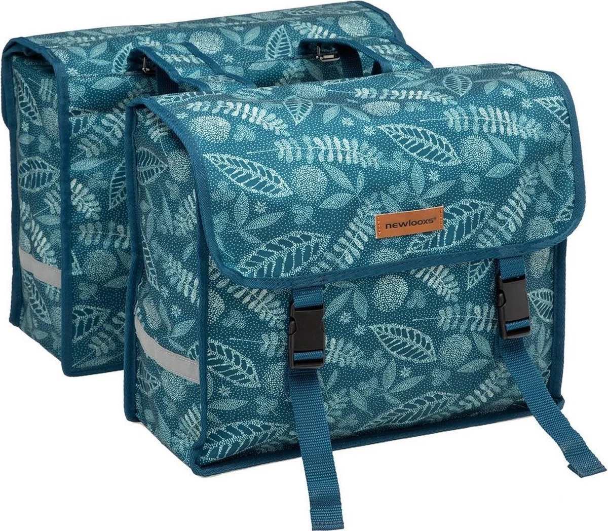 New Looxs Fiori Double Forest Dubbele Fietstas - 30 Liter - Blauw 3 New Looxs Fiori Double Forest Dubbele Fietstas - 30 Liter - Blauw