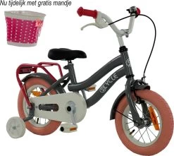 2Cycle Pretty - Kinderfiets - 12 Inch - Grijs-Roze - Meisjesfiets