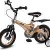 Merkloos Kinderfiets Metallic Stoer Taupe Goud Met Zijwieltjes 12 Inch | Handremmen | Jongens | Meisje | Cadeau | Sinterklaas | Kerst | Verjaardag | Peuter | Kleuter | Driewieler | Gepersonaliseerd -Extreem Snel Rijden 1200x1087 1