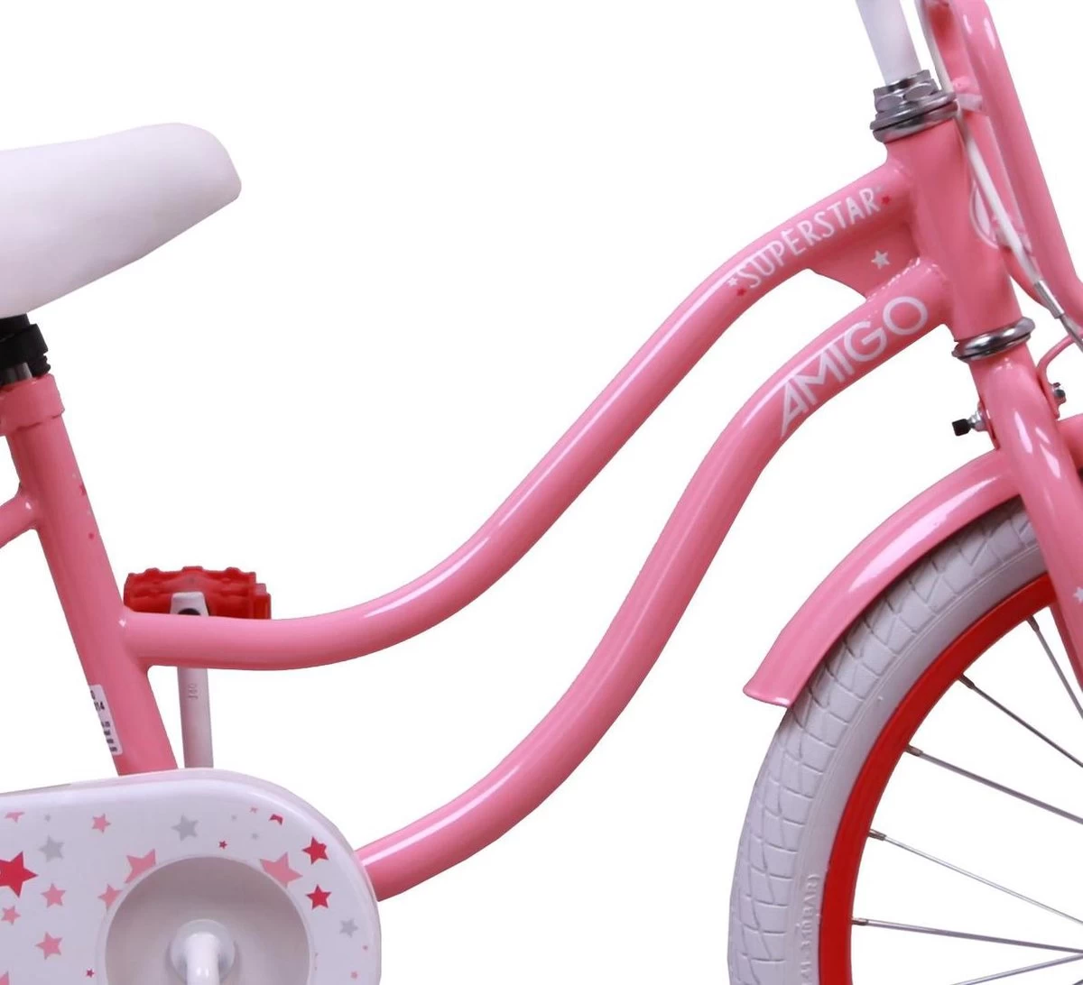 Amigo Superstar Meisjesfiets - Kinderfiets 20 Inch - Roze 4 Amigo Superstar Meisjesfiets - Kinderfiets 20 Inch - Roze - Afbeelding 2