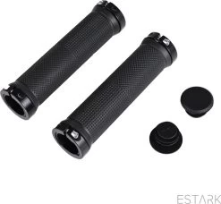 ESTARK® - Fietshandvatten - Lock-On - Handvatten - Universeel - Fiets – Mountainbike – Professioneel - Grips - Extra Grip – Fietshandvaten -Handvaten - Handig Te Monteren - Anti-slip – Fietsen – Stuur – Bikegrips – Lock-on Aanspanbaar - Zwart - LO-zw -Extreem Snel Rijden 1200x1108 4