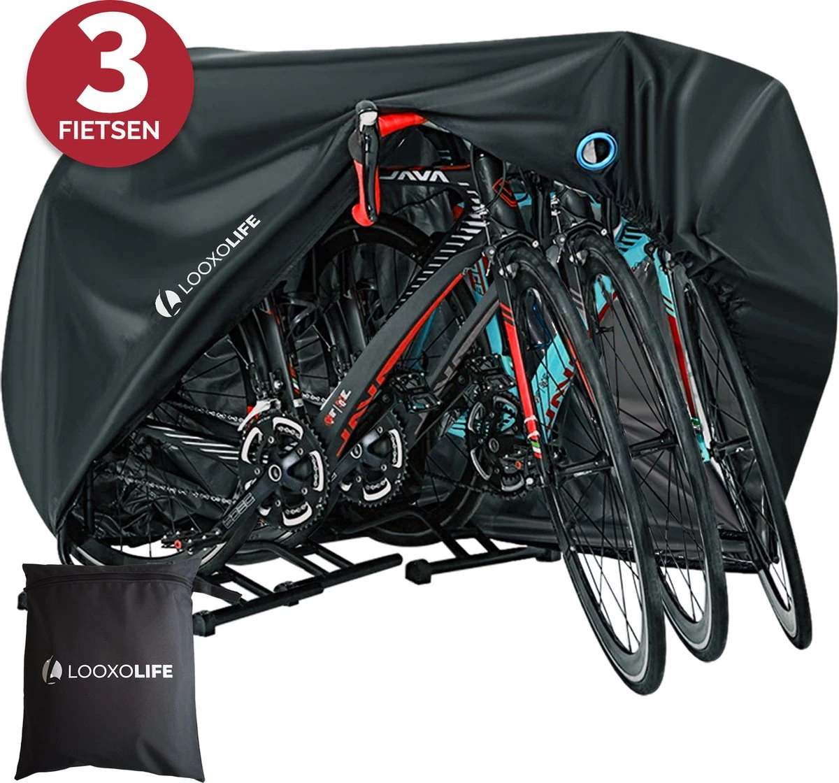 Fietshoes Waterdicht - Voor 2 Fietsen Of 3 Fietsen - Fietshoes 3XL - Extreem Sterk & Dik - PU Coating - Dichtgelaste Stiksels 3 Fietshoes Waterdicht - Voor 2 Fietsen Of 3 Fietsen - Fietshoes 3XL - Extreem Sterk & Dik - PU Coating - Dichtgelaste Stiksels