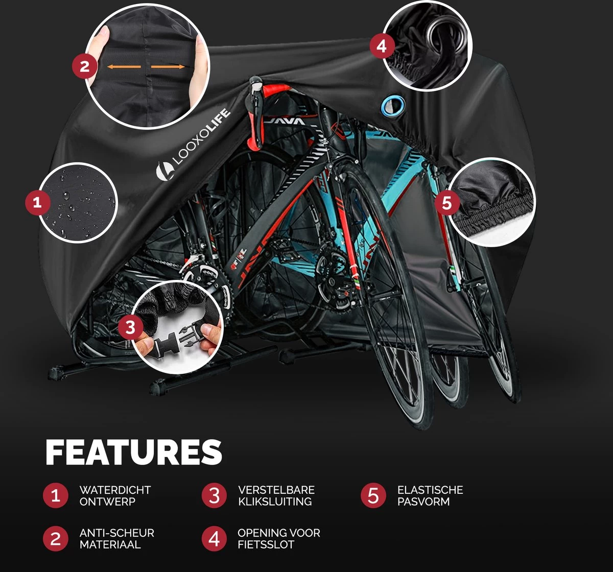 Fietshoes Waterdicht - Voor 2 Fietsen Of 3 Fietsen - Fietshoes 3XL - Extreem Sterk & Dik - PU Coating - Dichtgelaste Stiksels 6 Fietshoes Waterdicht - Voor 2 Fietsen Of 3 Fietsen - Fietshoes 3XL - Extreem Sterk & Dik - PU Coating - Dichtgelaste Stiksels - Afbeelding 4