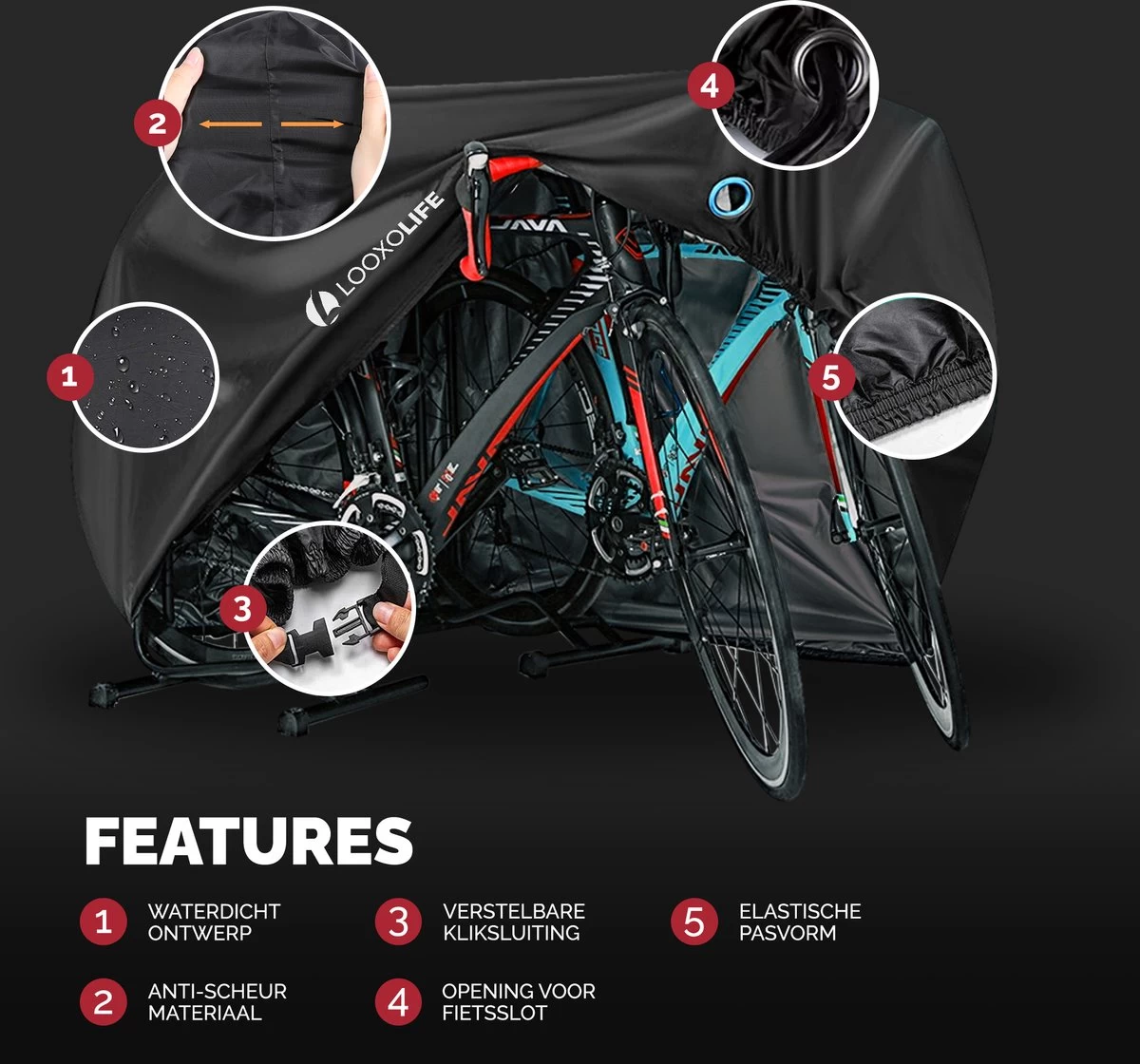 Merkloos Fietshoes - Voor 1 Fiets Of 2 Fietsen - Waterdicht - XXL - Ultra Sterk & Dik - Premium PU Coating - Met Opberghoes 6 Merkloos Fietshoes - Voor 1 Fiets Of 2 Fietsen - Waterdicht - XXL - Ultra Sterk & Dik - Premium PU Coating - Met Opberghoes - Afbeelding 4