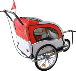 Fietskar Kind - Fietsaanhanger - Met Schokbreker - Rood -Extreem Snel Rijden 1200x1121 11