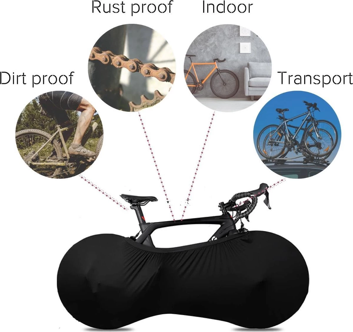 B-Y Sleeve Fietshoes T/m 29" - Fiets Beschermhoes - Racefiets Hoes - MTB - Bike Cover - Model: Black 7 B-Y Sleeve Fietshoes T/m 29" - Fiets Beschermhoes - Racefiets Hoes - MTB - Bike Cover - Model: Black - Afbeelding 5