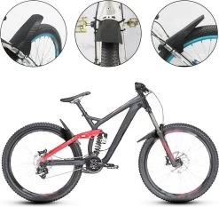 Set Van 2 - Universeel Spatborden - Inclusief Bevestiging Materiaal - Tie Wraps - Mountainbike Spatbord -Verstelbare Voor + Achter MTB Spatbord Set - Compatibel Met 20 "/24"/26 "/27.5"/29" Fiets - MBT Spatborden - 3D Carbon Patroon - Zwart -Extreem Snel Rijden 1200x1133 5