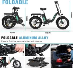 HITWAY E Bike Fat Tire Urban Opvouwbare Elektrische Fiets, 20 Inch, 250W/36V/11,2Ah Batterij Voor Heren En Dames -Extreem Snel Rijden 1200x1134