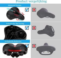 Voltano Fietszadel Met Gelpads - Zwart/Rood - Uitsparing - Zadelvering - Unisex - Incl. Gratis Zadelstrop -Extreem Snel Rijden 1200x1154 7