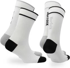 Norfolk - Fietssokken - 2 Paar - Low Friction Wielrensokken Heren - Dames - Nauwsluitend - Naadloze - Antislip - Microvezel Wielersokken - Adam - Wit - Unisex - 39-42