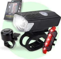 Quled Fietsverlichting USB Oplaadbaar - Oplaadbare USB Led Fietslamp - Voorlicht & Achterlicht - Waterdicht
