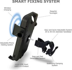 Telefoonhouder Met Geïntegreerde Batterij En LED-hoofdlamp - Langere Levensduur Van De Batterij Voor Onderweg! Geschikt Voor Alle Soorten Fietsen, Motoren, Scooters En Auto's. Past Op Alle Smartphones. -Extreem Snel Rijden 1200x1157 9