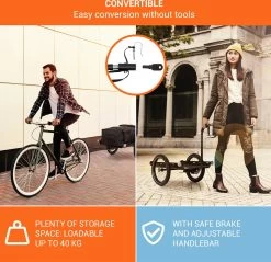 Cargo Bull Travel Aanhangwagen 40kg Fietsaanhanger Zwart/hout -Extreem Snel Rijden 1200x1159 7