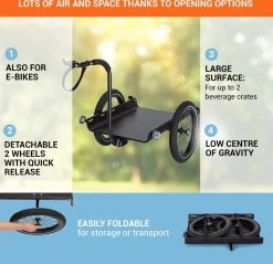 Cargo Bull Travel Aanhangwagen 40kg Fietsaanhanger Zwart/hout -Extreem Snel Rijden 1200x1160 13