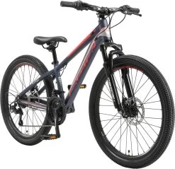 Bikestar 24 Inch 21 Speed Hardtail MTB Sport, Blauw / Rood