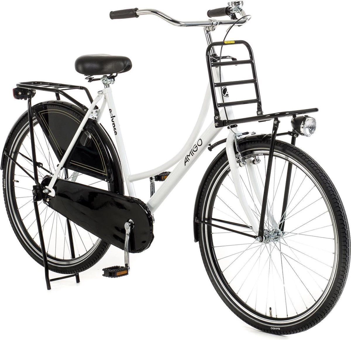 Amigo Eclypse Transportfiets 28 Inch - Omafiets Met Voordrager - Wit/Zwart 4 Amigo Eclypse Transportfiets 28 Inch - Omafiets Met Voordrager - Wit/Zwart - Afbeelding 2