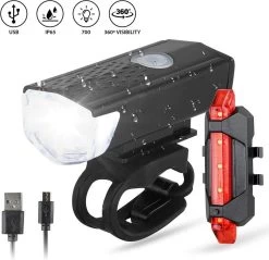 Merkloos Fietsverlichting Usb Oplaadbaar - LED - Lampen Set - Voor & Achter - Mountainbike - Racefiets - Fiets