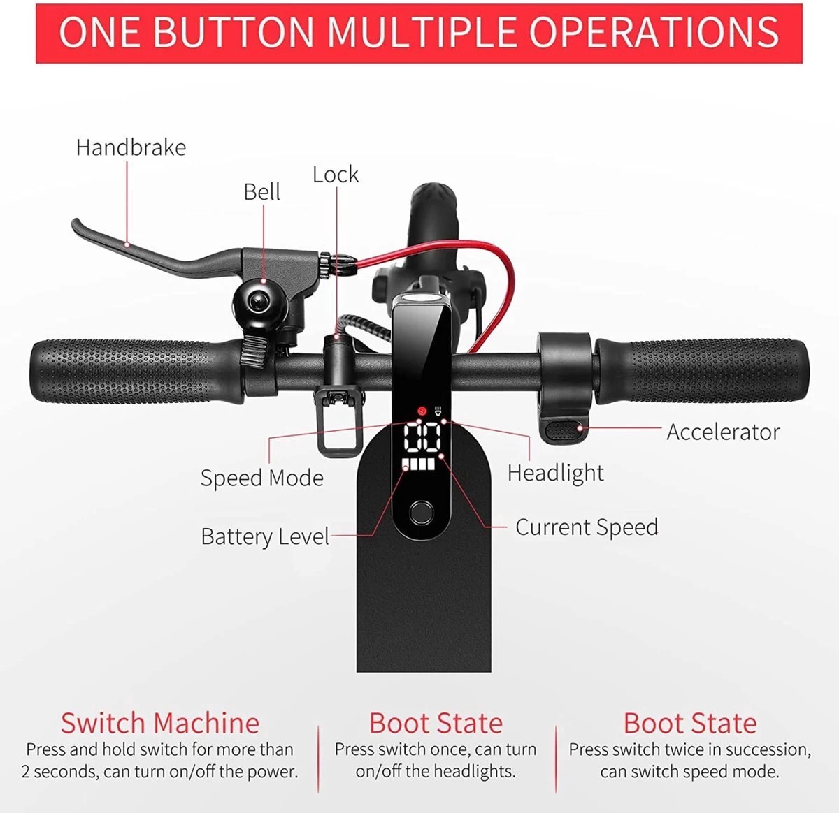 Suotu Elektrische Step R6 - 8.5" Wielen - 25km/u - 25 Bereik - Instelbaar Snelheid Via APP - Zwart 8 Suotu Elektrische Step R6 - 8.5" Wielen - 25km/u - 25 Bereik - Instelbaar Snelheid Via APP - Zwart - Afbeelding 6
