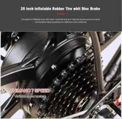 Samebike Elektrische Vouwfiet - Shimano 7 Speed Derailleur - 48V/ 10Ah Lithium Batterij - Aluminium -sportief/modern - 35km/u - Wit -Extreem Snel Rijden 1200x1167