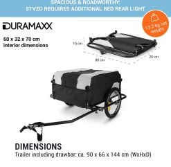 Mountee Rijwielaanhanger Trekker 130l 60kg Stalen Buis -Extreem Snel Rijden 1200x1171 9