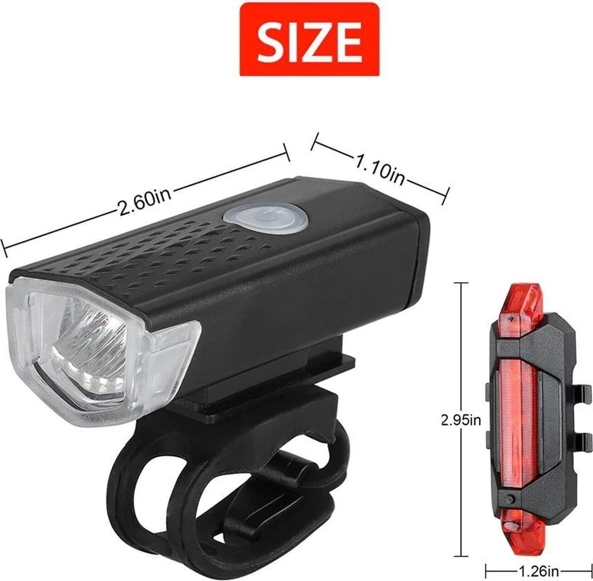 Merkloos Fietsverlichting Usb Oplaadbaar - LED - Lampen Set - Voor & Achter - Mountainbike - Racefiets - Fiets 4 Merkloos Fietsverlichting Usb Oplaadbaar - LED - Lampen Set - Voor & Achter - Mountainbike - Racefiets - Fiets - Afbeelding 2