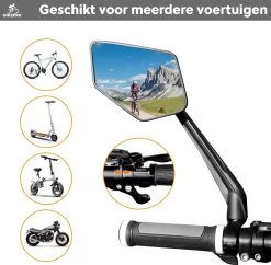 BikePro Verstelbare Fietsspiegel Set Incl. Reflectoren - Links & Rechts - Achteruitkijkspiegel Fiets - Geschikt Voor E Bike, Fiets, Motor, Step -Extreem Snel Rijden 1200x1175 2