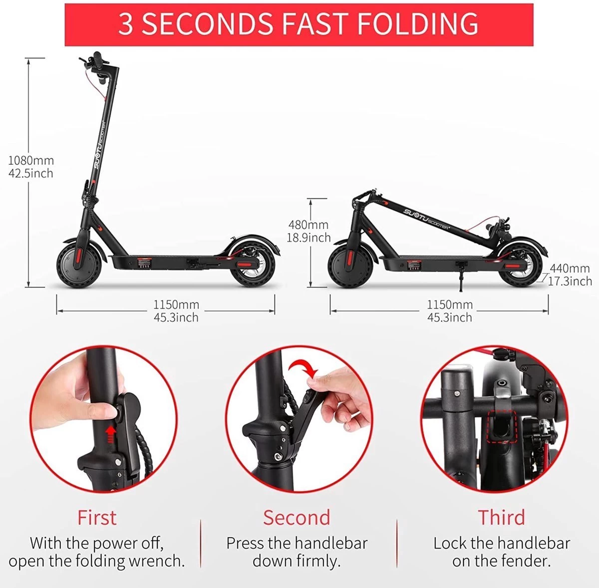 Suotu Elektrische Step R6 - 8.5" Wielen - 25km/u - 25 Bereik - Instelbaar Snelheid Via APP - Zwart 9 Suotu Elektrische Step R6 - 8.5" Wielen - 25km/u - 25 Bereik - Instelbaar Snelheid Via APP - Zwart - Afbeelding 7