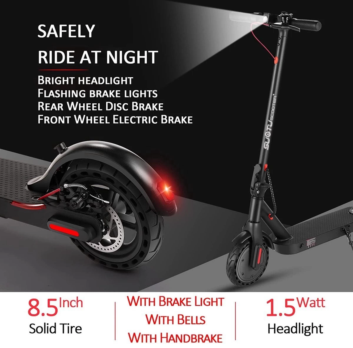 Suotu Elektrische Step R6 - 8.5" Wielen - 25km/u - 25 Bereik - Instelbaar Snelheid Via APP - Zwart 5 Suotu Elektrische Step R6 - 8.5" Wielen - 25km/u - 25 Bereik - Instelbaar Snelheid Via APP - Zwart - Afbeelding 3