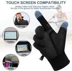 Plugstore - Fietshandschoenen Outdoor Thermisch Waterdicht Antislip Grip Lichtgewicht Touchscreen Winddicht Winter Warme Liner Handschoen Voor Mannen & Vrouwen Voor Rijden Lopen Hardlopen Skiën Werk Jacht Klimmen (zwart) -Extreem Snel Rijden 1200x1192 12