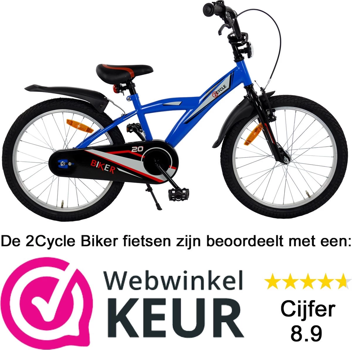 2Cycle Biker Kinderfiets - 20 Inch - Blauw - Jongensfiets 4 2Cycle Biker Kinderfiets - 20 Inch - Blauw - Jongensfiets - Afbeelding 2