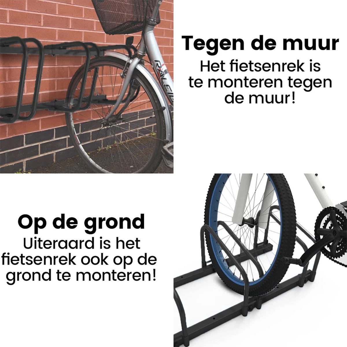 Alora Fietsenrek Voor 6 Fietsen Zwart- Met Muurbevestiging - Fietsen Rek 6 Alora Fietsenrek Voor 6 Fietsen Zwart- Met Muurbevestiging - Fietsen Rek - Afbeelding 4